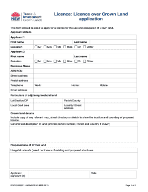 Licence Application for Crown Land