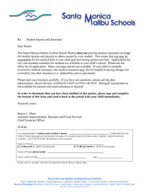 Student Insurance Notification Form