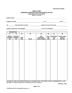 Workers Compensation Experience Rating Form ERM-6