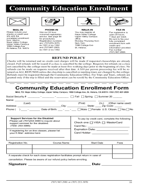 Community Education Enrollment Form