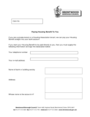 Housing Benefit Payment Form