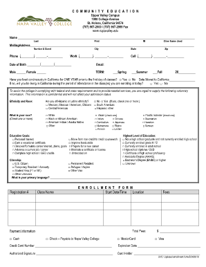 California Community Education Enrollment Form