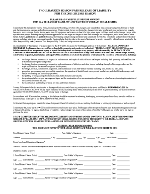 Injury waiver form - trollhaugen release form