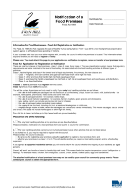 Food Premises Notification Form