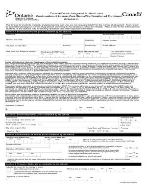 Canada-Ontario Integrated Student Loans Continuation Form