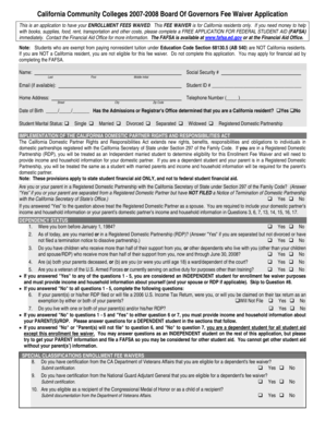 California Community Colleges Board Of Governors Fee Waiver Application