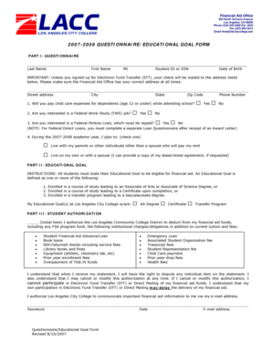 2007-2008 Financial Aid Questionnaire