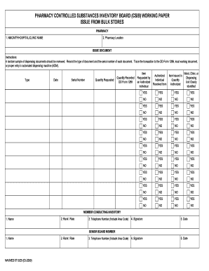 Pharmacy Controlled Substances Inventory Form