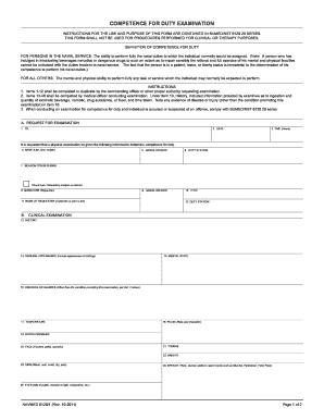 Competence for Duty Examination Form