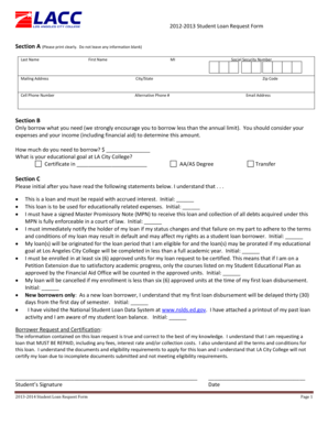 2013-2014 Student Loan Request Form