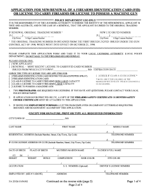 Massachusetts Firearms Identification Card Application