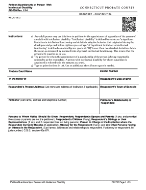 Ct probate form pc 450 - Guardianship of an Individual with a Developmental Disability