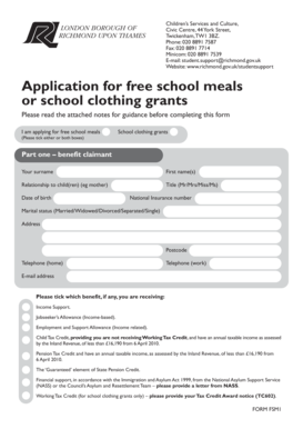 UK Free School Meals Application Form