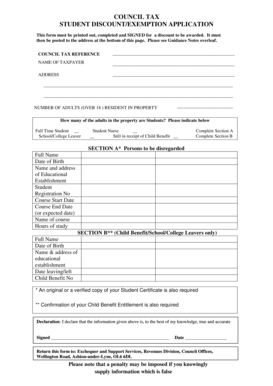 Council Tax Student Discount Application