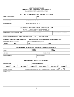 Surviving Spouse Application for Aid & Attendance