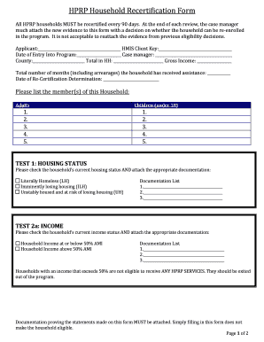 HPRP Household Recertification Form
