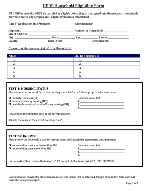 HPRP Household Eligibility Form
