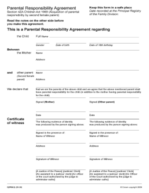 Parental Responsibility Agreement