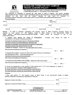 University of Melbourne Off Campus Travel Form