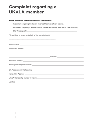 UKALA Member Complaint Form