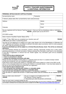 Supply Teacher Questionnaire