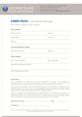 Accidental Damage Claim Form