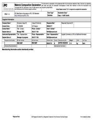 RoHS Material Composition Declaration