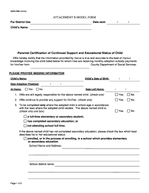 Parental Certification of Continued Support and Educational Status of Child