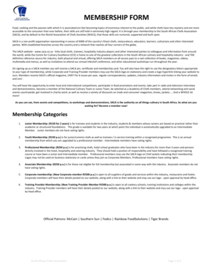 South African Chefs Association Membership Form