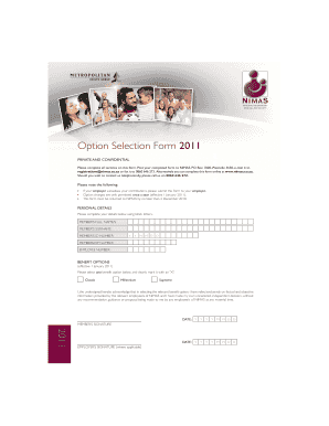 Nimas Option Selection Form 2011