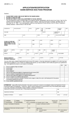 NYS Service Dog Food Program Application