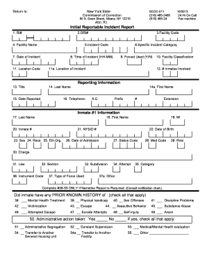 New York State Incident Report Form SCOC-011