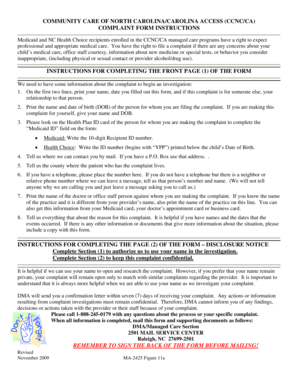 CCNC/CA Medicaid Complaint Form