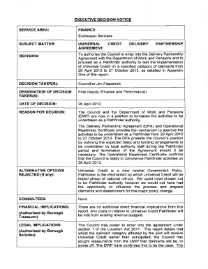 Universal Credit Delivery Partnership Agreement - Tameside ... - tameside gov