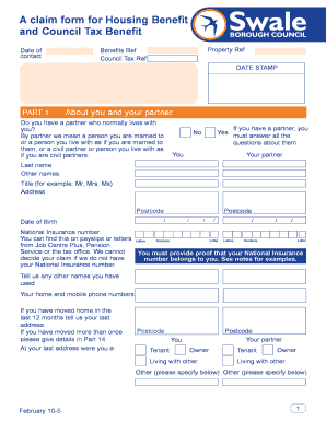 Housing Benefit and Council Tax Benefit Claim Form