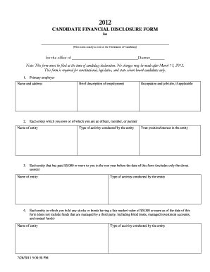Candidate Financial Disclosure Form