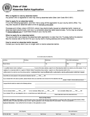 Utah Absentee Ballot Application