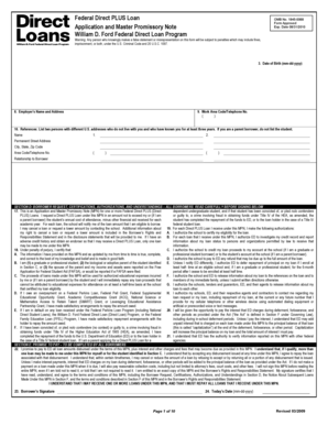 Federal Direct PLUS Loan Application and Master Promissory Note