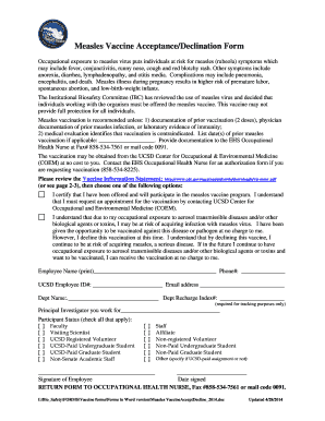 Measles Vaccine Acceptance/Declination Form