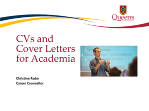 Academic CVs & Cover notes - Queen's University - queensu