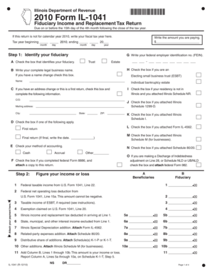 Illinois Form IL-1041 Fiduciary Income and Replacement Tax Return