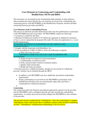 ValueOptions Facility Credentialing Application