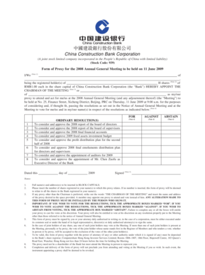 China Construction Bank 2008 Annual General Meeting Proxy Form