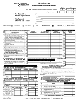 Washington State Combined Excise Tax Return