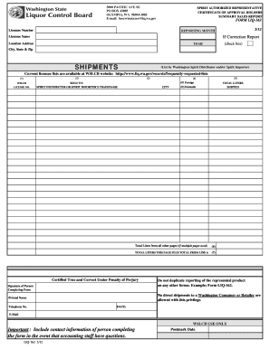 Washington Spirit Sales Report Form LIQ-163