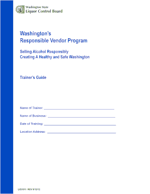 Washington Responsible Vendor Program Trainer Guide