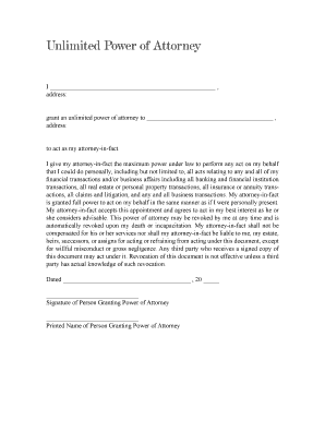 Unlimited Power of Attorney