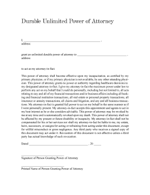 Durable Unlimited Power of Attorney