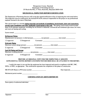 Mechanical Inspection Report/Certification