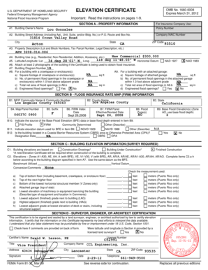 US Federal Elevation Certificate